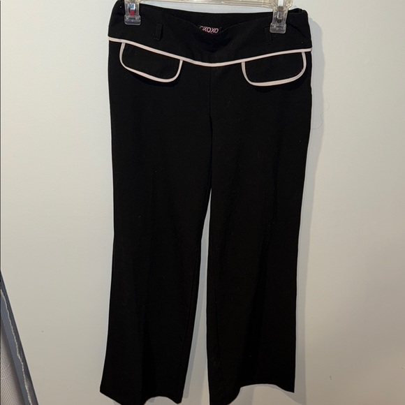 Women’s XOXO Black Dress Pants with White Trim - Picture 1 of 8